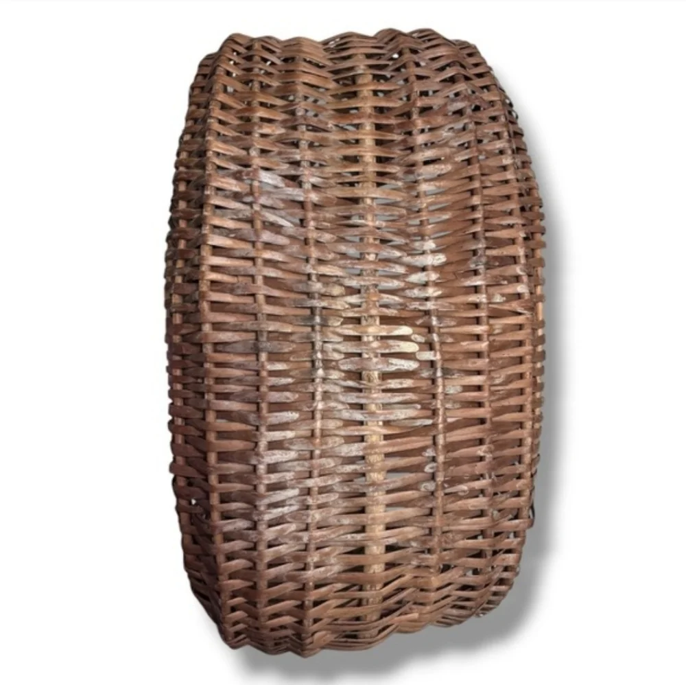 VINTAGE Large Wicker Rattan Half-Moon Oval Gondola Market Basket